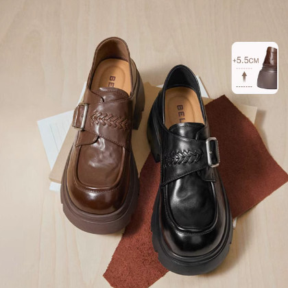 专柜正品百丽2026春款女鞋复古厚底乐福鞋小皮鞋深口单鞋F2M1DAM6