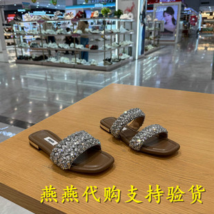 专柜正品思加图2025夏款女鞋一字拖平底凉拖鞋EEQ17BT5 EEQ22BT5