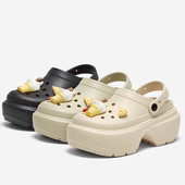 百思图2025夏款 女鞋 休闲洞洞鞋 专柜正品 厚底增高后空凉鞋 E5792BH5