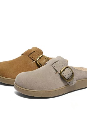 专柜正品森达勃肯女鞋2026夏款商场简约真皮平底凉拖鞋4URY2BM6