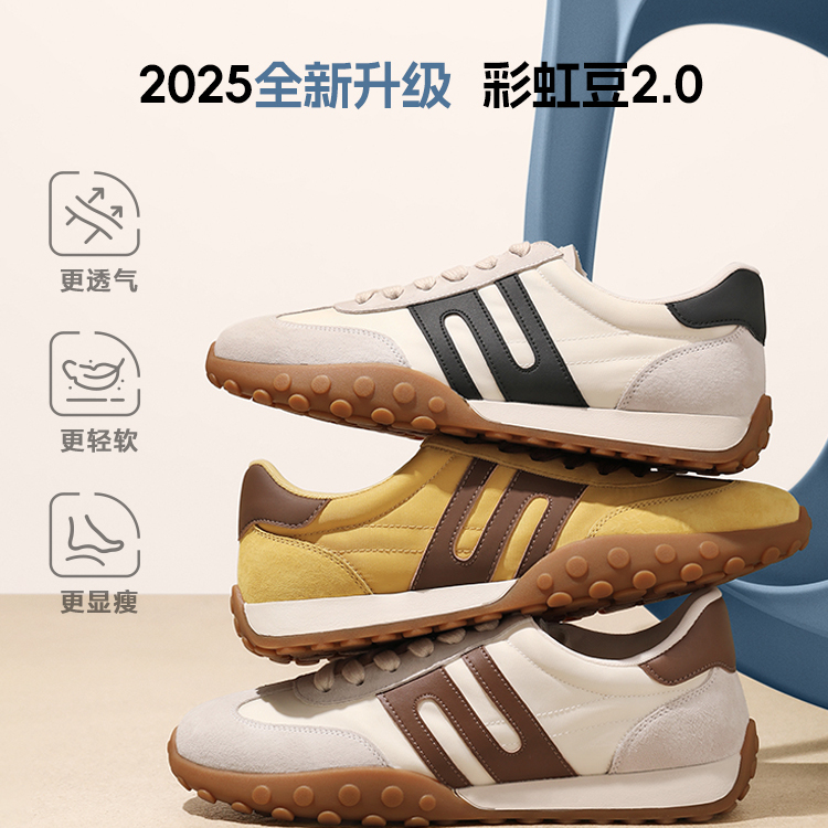 专柜正品百丽2025秋款男鞋休闲运动复古德训鞋慢跑阿甘鞋A2019CM5