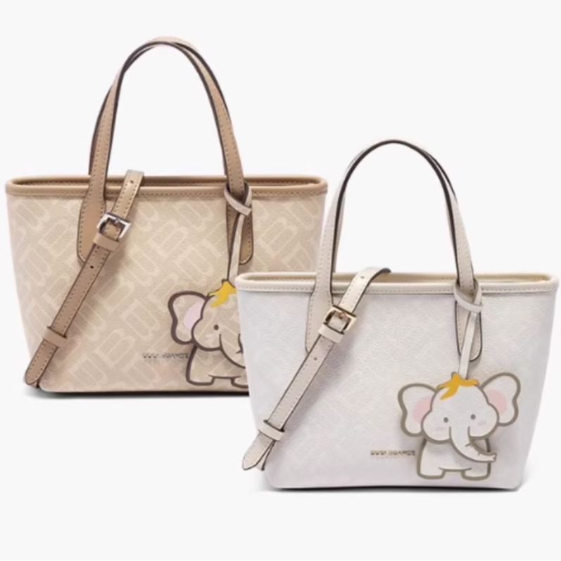 Belle/百丽女包复古老花托特包