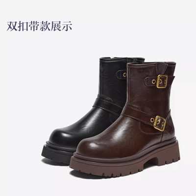 BASTO/百思图时装靴粗跟西部靴