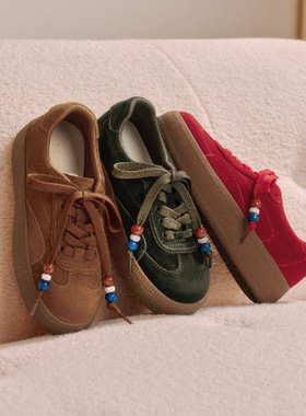 专柜正品森达2026春新款女鞋德训鞋厚底绒面复古运动板鞋ZTK13AM6