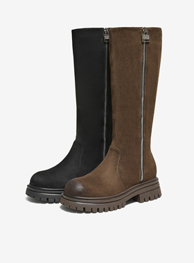 专柜正品他她2025冬季新款女靴休闲长筒靴增高厚底骑士靴CHP01DC5