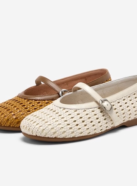 专柜正品拔佳2025秋款女鞋编织玛丽珍鞋透气软底浅口单鞋63063CQ5