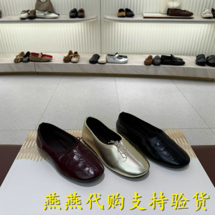 专柜百丽2026秋款女蝴蝶结芭蕾红色平底真皮浅口单鞋F8M1DCQ6