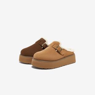 棉鞋 女靴厚底雪地靴保暖拖鞋 短靴L3828DM4 百思图2024冬款 专柜正品