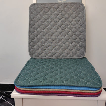 正方形椅子垫办公室椅子坐垫茶桌垫子夹棉亚麻垫透气四季垫餐椅垫