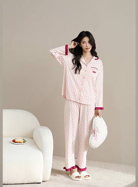 雅巧54969秋季女士莫代尔+棉小圆点家居服套装
