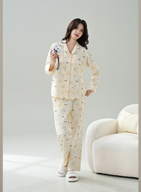 雅巧55106春季女士丝光纯棉卡通印花家居服套装