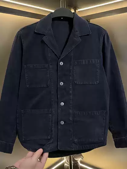 2026 Autumn New Luxury Men's Fashion Large Size Trendy Brand Men's Turn-Down Collar Long Sleeve Loose Multi-Pocket Work Jacket