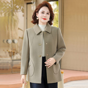 妈妈春装 气质50多岁上衣中老年人高贵洋气毛呢外套女春秋 2026新款