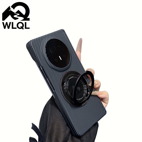 【WLQL手机壳数码店】适用荣耀MagicV6手机壳碳纤维纹360°旋转磁吸支架V5保护套防摔MagicV5典藏版奢华外壳