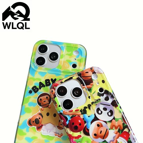 【WLQL手机壳数码店】卡通可爱猿人猴子适用苹果17promax手机壳iPhone16Pro软边全包按键防摔保护套情侣小众