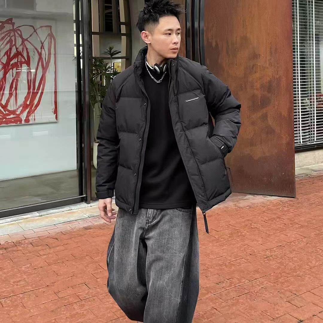 5mm羽绒服2024冬季新款男士休闲羽绒服韩版潮流百搭立领加501款