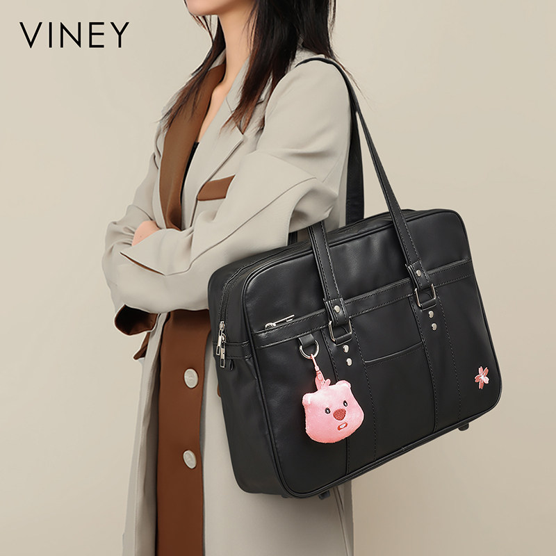 Viney包包2024新款秋冬时尚女包jk制服包大容量手提包单肩公文包