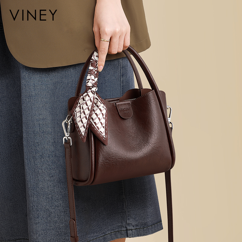 Viney水桶包包女式2025新款女包秋冬真皮单肩手提包高级感斜挎包