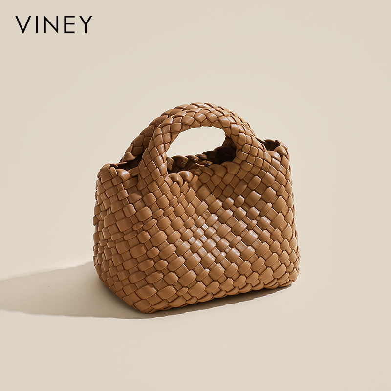 Viney手工编织包包2025新款小众设计女包高级感斜挎菜篮子手提包