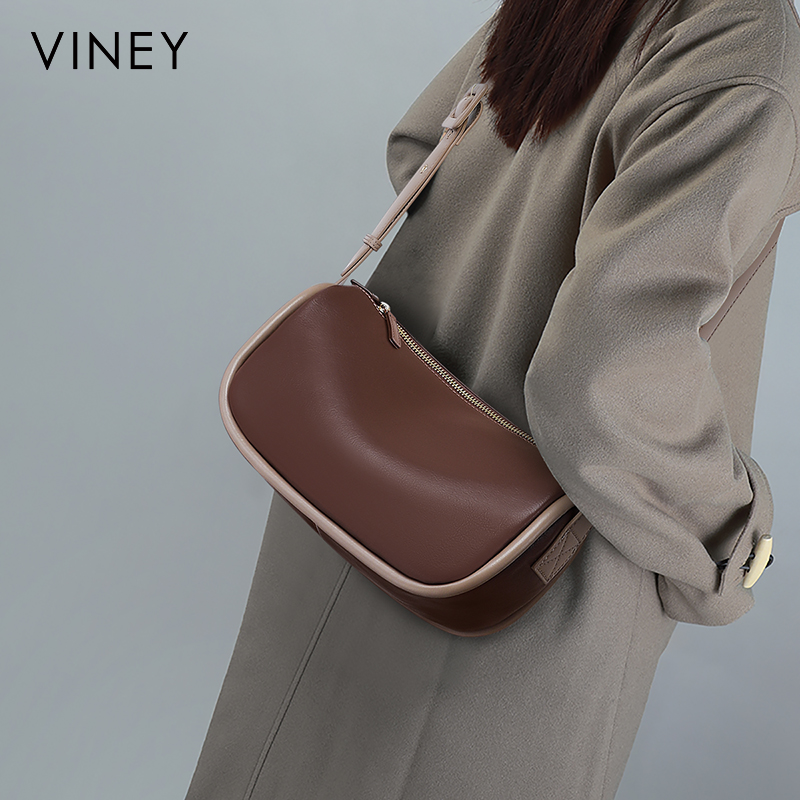 Viney包包2025新款女包斜挎包2024通勤包真皮腋下包大容量饺子包