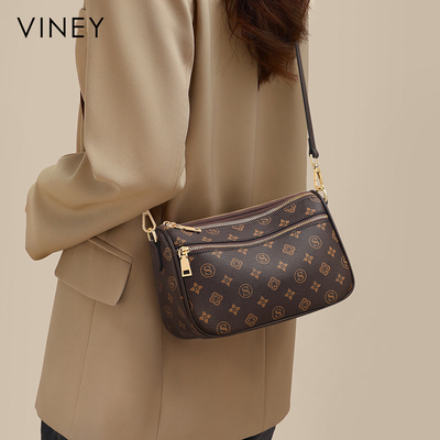 Viney包包2026新款女包夏季单肩斜挎包大容量时尚通勤老花妈妈包