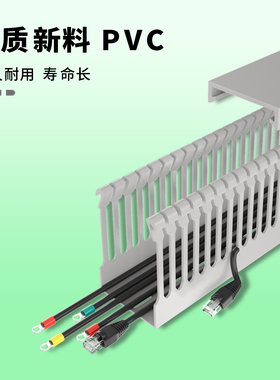 PVC线槽工业阻燃行线槽配电柜电箱走线槽塑料理线灰色线槽细齿S齿