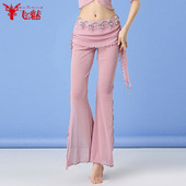 新款 子喇叭裤 性感薄纱肚皮舞裤 子下装 飞魅 开叉打底裤 肚皮舞裤