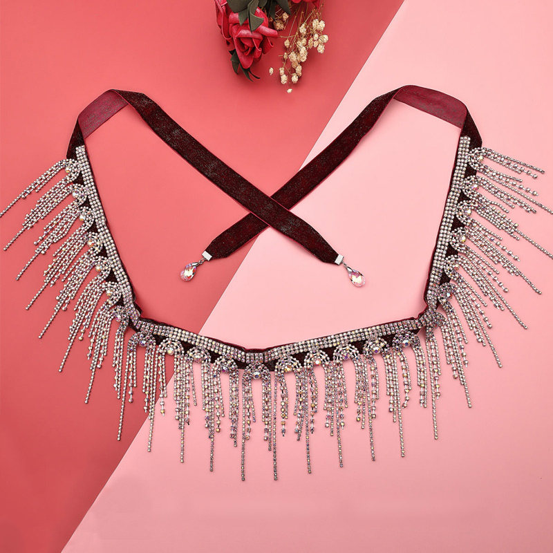 肚皮舞腰链流苏腰饰宝石超闪水钻腰带舞蹈脐链东方舞新款配饰腰封