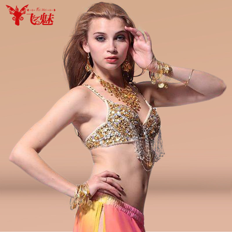 新款 肚皮舞彩珠文胸 性感表演服装 上衣 订珠上衣 纹胸 珠秀文胸