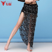 性感东方舞练功服下装 臀巾裙围臀裙 演出裙子 肚皮舞裙一片式 飞魅