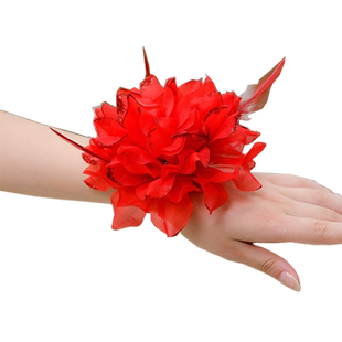 飞魅舞蹈新娘结婚头花胸花手腕花演出舞会女士羽毛头发饰15cm大朵