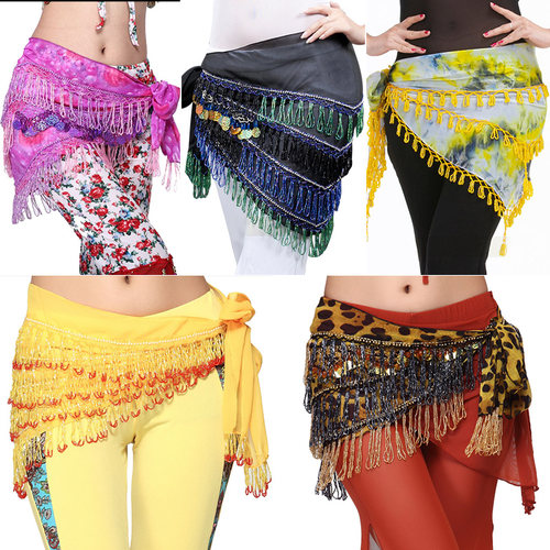 速发肚皮腰新款埃及重工珠链 豹纹串腰三角巾舞链 臀巾腰巾