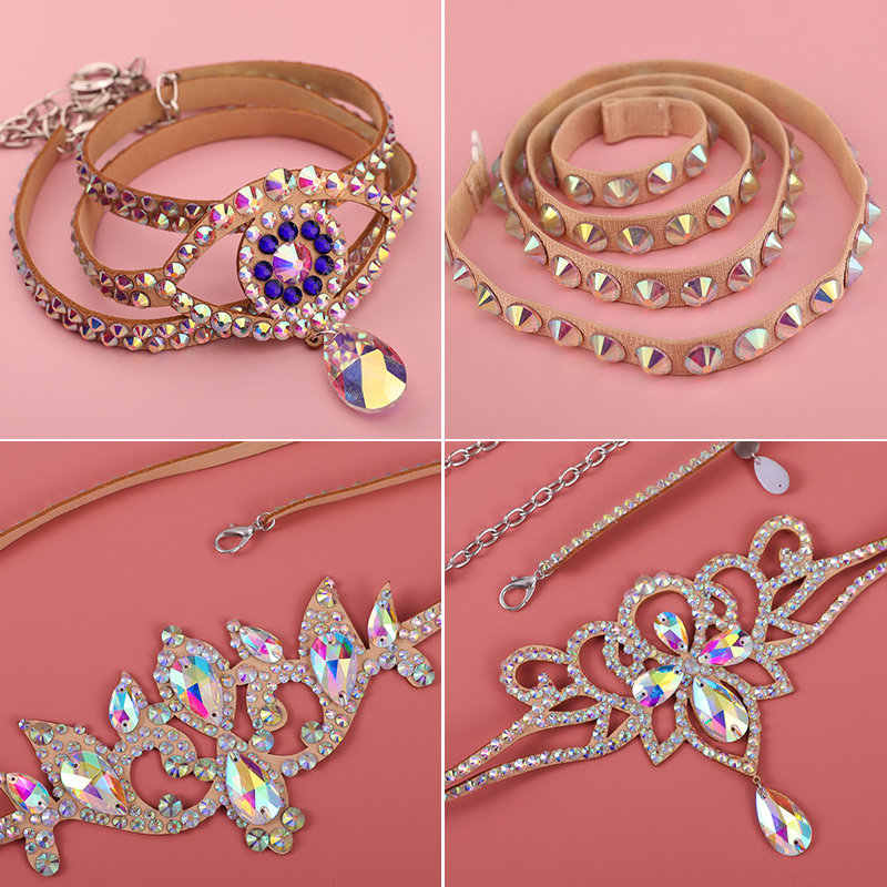 肚皮舞腰链新款东方舞土耳其腰带彩钻舞蹈配饰水钻腰饰腰带防勾链