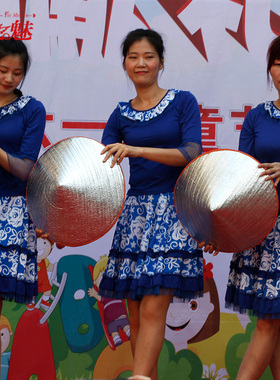 广场舞服装新款套装青花瓷牛奶丝短袖中老年人跳舞蹈裙民族风gcw