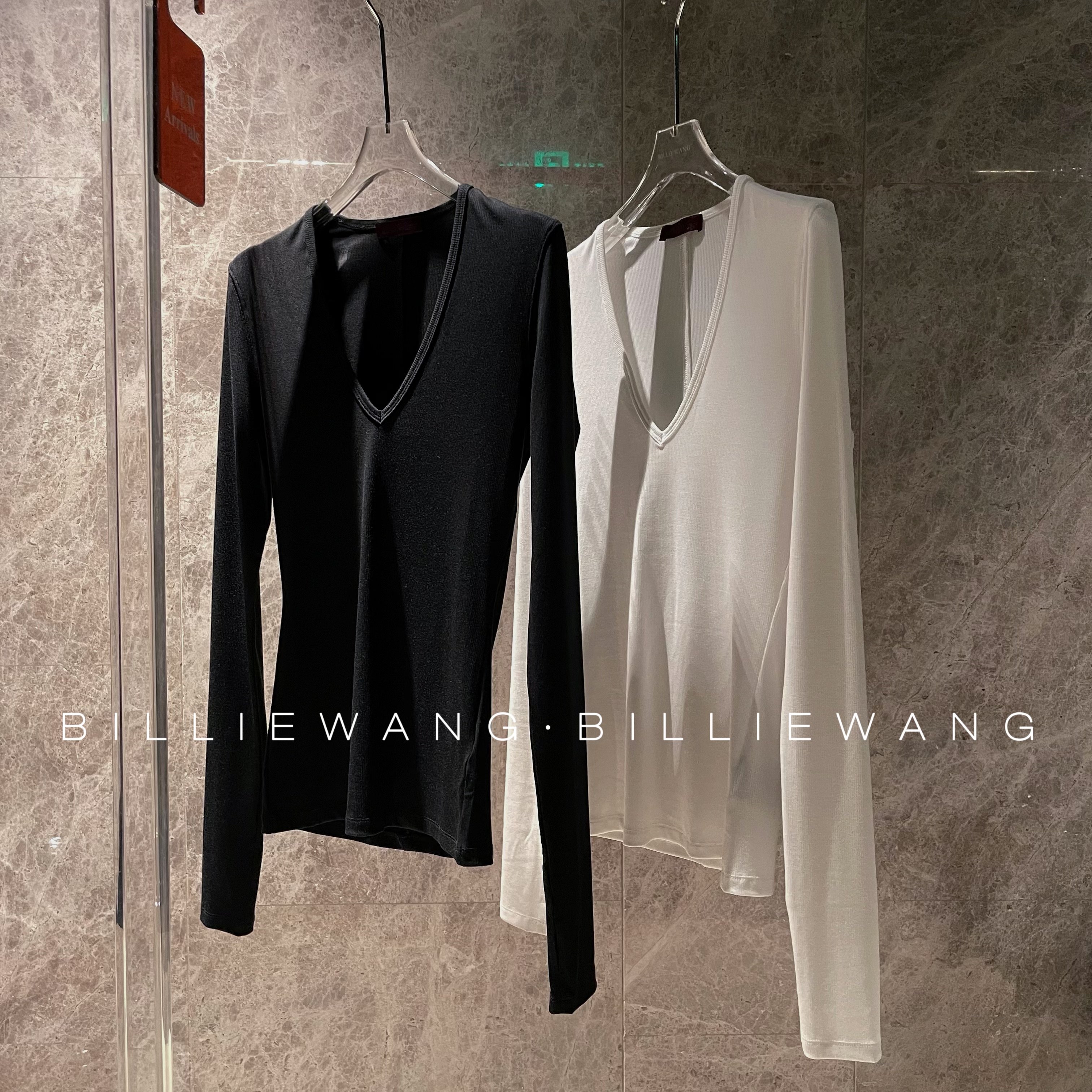 BW独立设计师高定系列|天鹅颈|深V显瘦螺纹打底衫