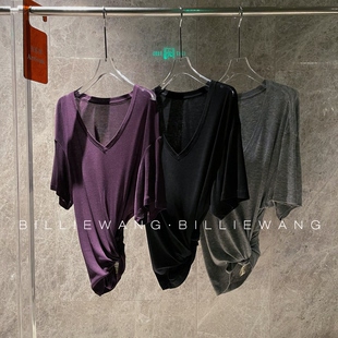 BW独立设计师高定系列｜纯欲慵懒风V领宽松显瘦垂感T恤