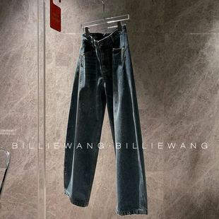 BW独立设计师高定系列｜结构鬼才｜超正翘臀泼墨洗水蓝弯刀牛仔裤