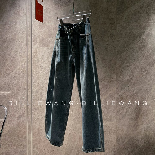 BW独立设计师高定系列｜结构鬼才｜超正翘臀泼墨洗水蓝弯刀牛仔裤