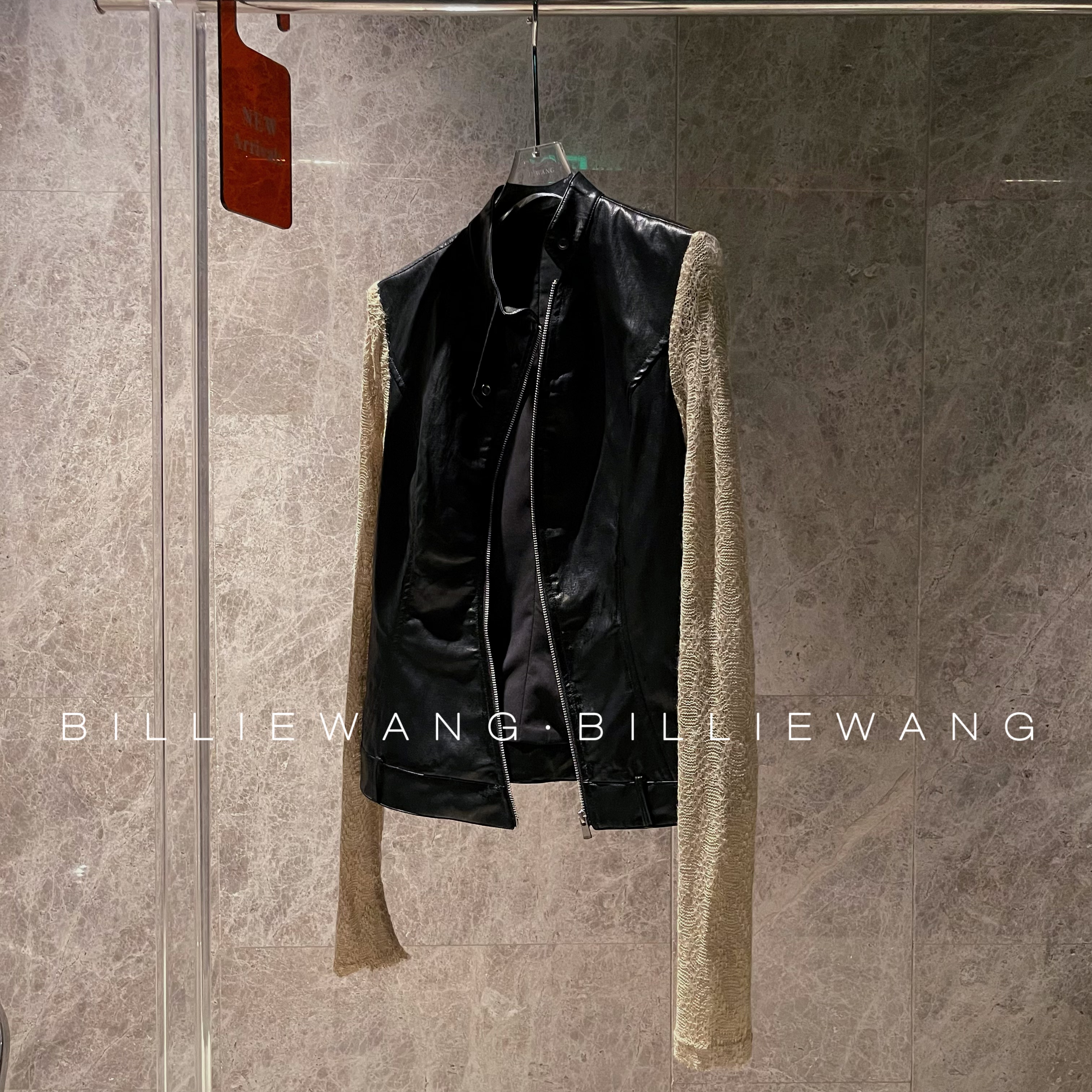 BW独立设计师高定系列｜性感复古针织袖拼接蛋白皮衣