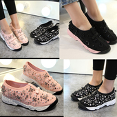 亮片花朵水钻串珠透气网布休闲运动跑步单鞋 D家小辣椒同款 女鞋 女