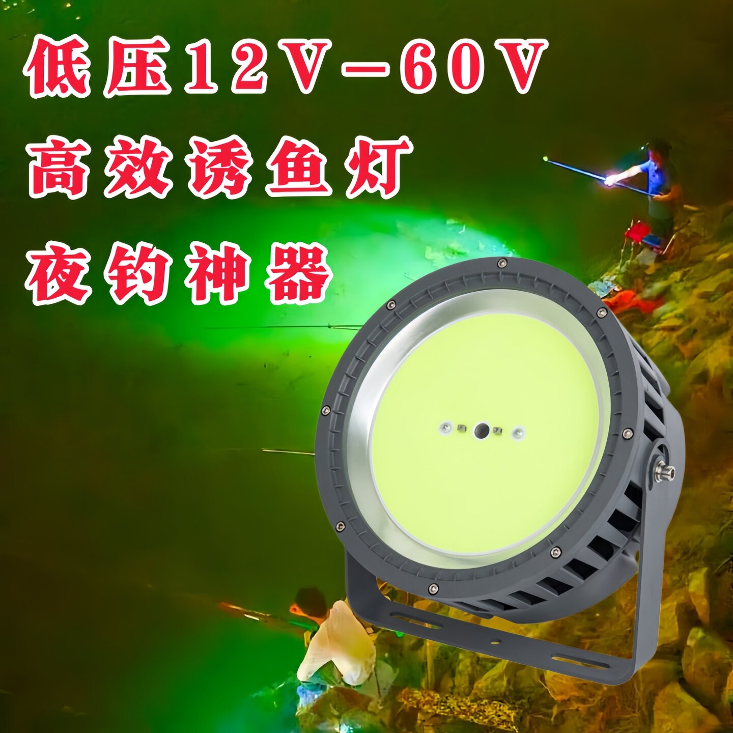 夜钓神器LED高效诱鱼灯12V24V36V48V60V野钓专用聚鱼灯海钓青光灯