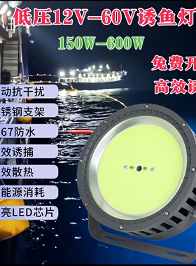 低压渔船捕鱼灯户外12V36V48V电瓶led照明海钓鱿鱼诱鱼集鱼聚鱼灯
