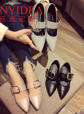 31匠逸尖头定制珍真皮新款单大玛丽32平鞋码鞋43202233跟小码鞋