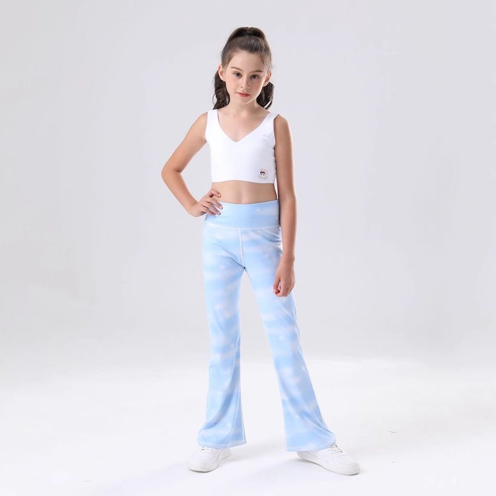 秋季新款女童喇叭裤速干柔软外穿防晒紧身裤舞蹈跑步运动瑜伽裤