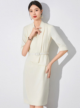 艾尚臣职业装连衣裙女五分袖空姐制服美容院店长经理老板娘工作服