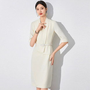 艾尚臣职业装连衣裙女五分袖空姐制服美容院店长经理老板娘工作服