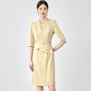 艾尚臣七分袖职业装连衣裙女装美容院店长经理前台接待美业工作服