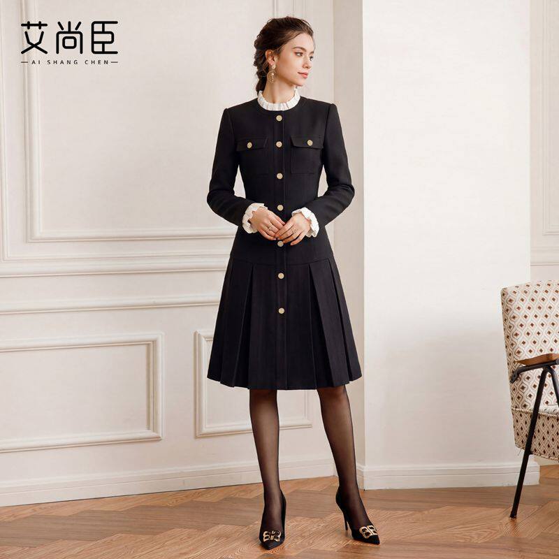 艾尚臣黑色职业装连衣裙女案场客服空姐制服美容院美业经理工作服