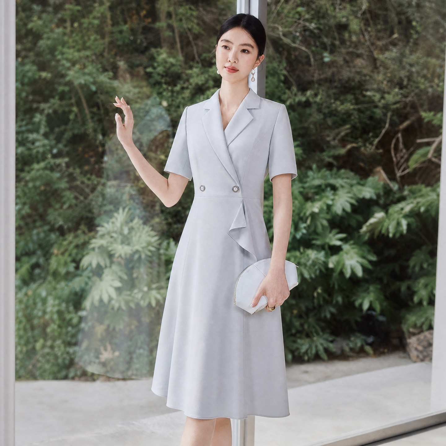 艾尚臣短袖连衣裙女美容师工作服