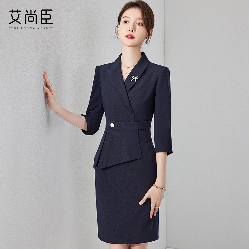 OL风格连衣裙美容院工作服女夏款